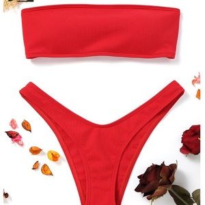 Zaful bandeau bikini bundle yellow and red